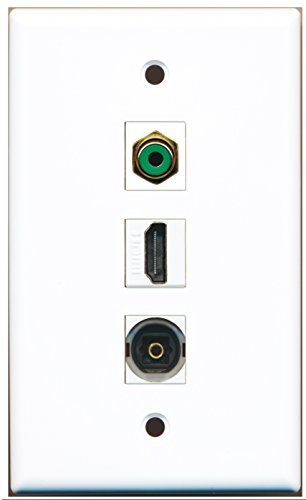 RiteAV - 1 Port HDMI and 1 Port RCA Green and 1 Port Toslink Wall Plate