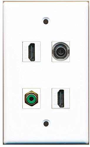 RiteAV - 2 Port HDMI 1 Port RCA Green 1 Port 3.5mm Wall Plate