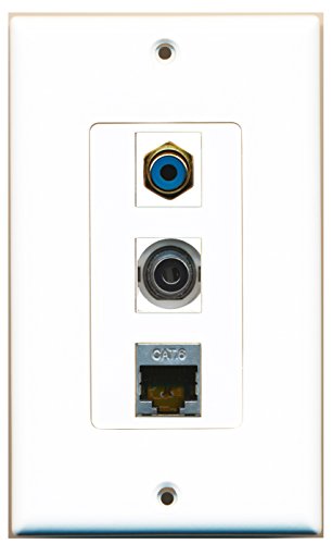 RiteAV - 1 Port RCA Blue and 1 Port Shielded Cat6 Ethernet and 1 Port 3.5mm Decorative Wall Plate Decorative