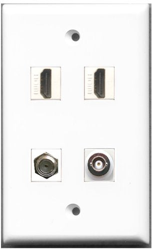 RiteAV - 2 Port HDMI 1 Port Coax Cable TV- F-Type 1 Port BNC Wall Plate