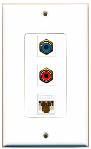 RiteAV - 1 Port RCA Red and 1 Port RCA Blue and 1 Port Cat6 Ethernet White Decorative Wall Plate Decorative