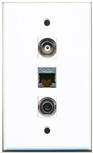 RiteAV - 1 Port Shielded Cat6 Ethernet and 1 Port 3.5mm and 1 Port BNC Wall Plate