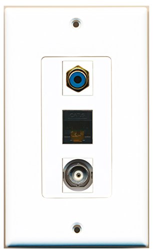 RiteAV - 1 Port RCA Blue and 1 Port BNC and 1 Port Cat6 Ethernet Black Decorative Wall Plate Decorative