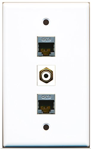 RiteAV - 1 Port RCA White 2 Port Shielded Cat6 Ethernet Wall Plate