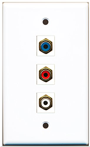 RiteAV - 1 Port RCA Red and 1 Port RCA White and 1 Port RCA Blue Wall Plate
