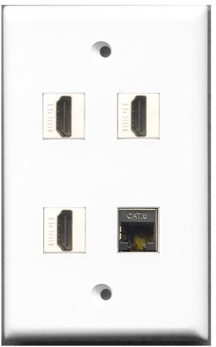 RiteAV - 3 Port HDMI 1 Port Shielded Cat6 Ethernet Wall Plate