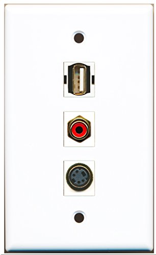 RiteAV - 1 Port RCA Red and 1 Port USB A-A and 1 Port S-Video Wall Plate