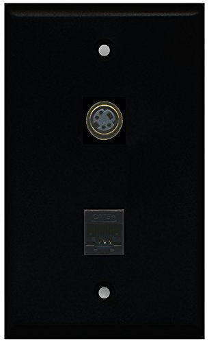 RiteAV - Black 1 Port S-Video 1 Port Cat5e Ethernet Black Wall Plate