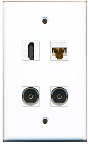 RiteAV - 1 Port HDMI 2 Port Toslink 1 Port Cat6 Ethernet White Wall Plate