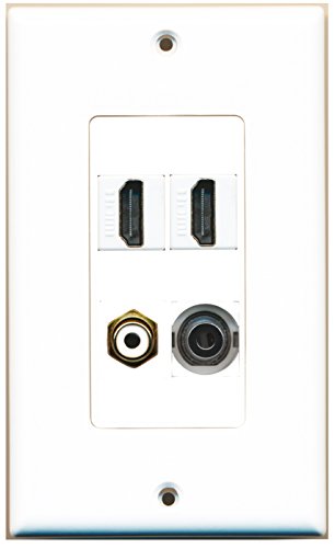RiteAV - 2 Port HDMI 1 Port RCA White 1 Port 3.5mm Wall Plate Decorative