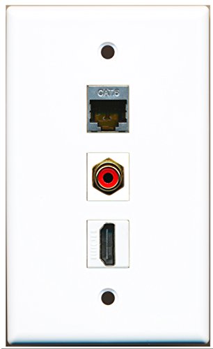 RiteAV - 1 Port HDMI and 1 Port RCA Red and 1 Port Shielded Cat6 Ethernet Wall Plate