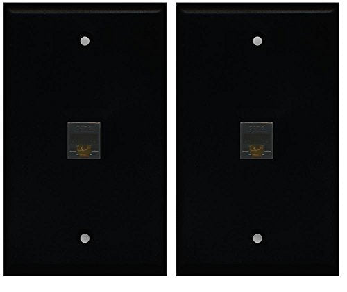 RiteAV - Pack of 2 - (1 Gang Flat) Cat6 Black Wall Plate Black