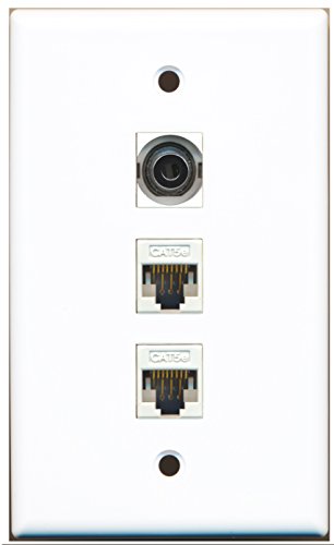 RiteAV - 1 Port 3.5mm 2 Port Cat5e Ethernet White Wall Plate