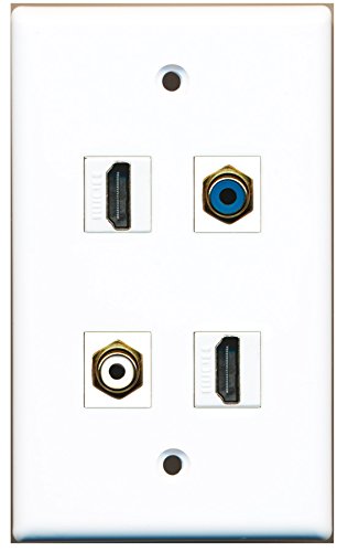 RiteAV - 2 Port HDMI 1 Port RCA White 1 Port RCA Blue Wall Plate