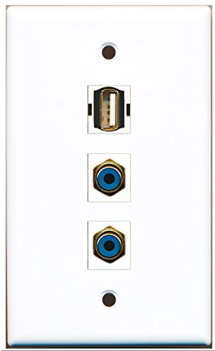 RiteAV - 2 Port RCA Blue and 1 Port USB A-A Wall Plate