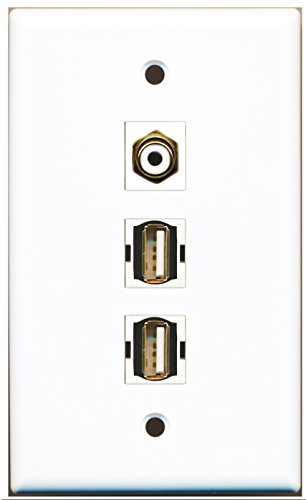 RiteAV - 1 Port RCA White 2 Port USB A-A Wall Plate