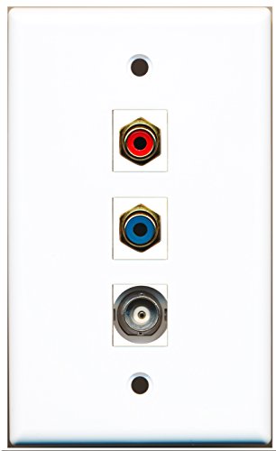 RiteAV - 1 Port RCA Red and 1 Port RCA Blue and 1 Port BNC Wall Plate