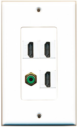 RiteAV - 3 Port HDMI 1 Port RCA Green Wall Plate Decorative