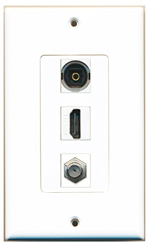 RiteAV - 1 Port HDMI 1 Coax Cable TV- F-Type 1 Toslink Wall Plate Decorative