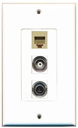 RiteAV - 1 Port Phone RJ11 RJ12 Beige and 1 Port 3.5mm and 1 Port BNC Decorative Wall Plate Decorative