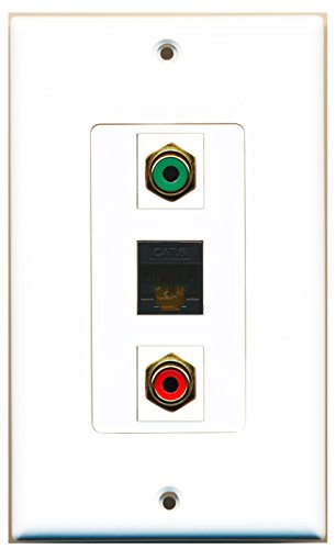 RiteAV - 1 Port RCA Red and 1 Port RCA Green and 1 Port Cat6 Ethernet Black Decorative Wall Plate Decorative