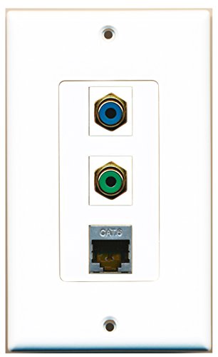 RiteAV - 1 Port RCA Green and 1 Port RCA Blue and 1 Port Shielded Cat6 Ethernet Decorative Wall Plate Decorative