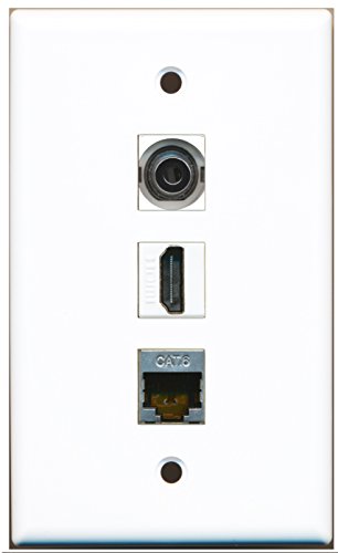 RiteAV - 1 Port HDMI and 1 Port Shielded Cat6 Ethernet and 1 Port 3.5mm Wall Plate