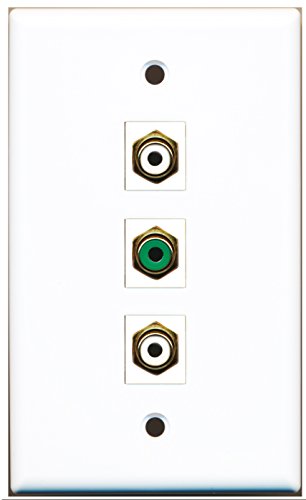 RiteAV - 2 Port RCA White and 1 Port RCA Green Wall Plate