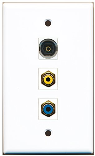 RiteAV - 1 Port RCA Yellow and 1 Port RCA Blue and 1 Port Toslink Wall Plate