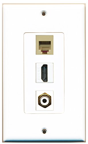 RiteAV - 1 Port HDMI 1 RCA White 1 Phone RJ11 RJ12 Beige Wall Plate Decorative