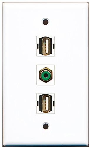 RiteAV - 1 Port RCA Green 2 Port USB A-A Wall Plate