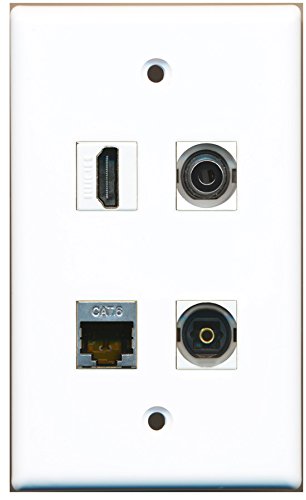 RiteAV - 1 Port HDMI 1 Port Shielded Cat6 Ethernet 1 Port Toslink 1 Port 3.5mm Wall Plate