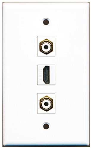 RiteAV - 1 Port HDMI 2 Port RCA White Wall Plate
