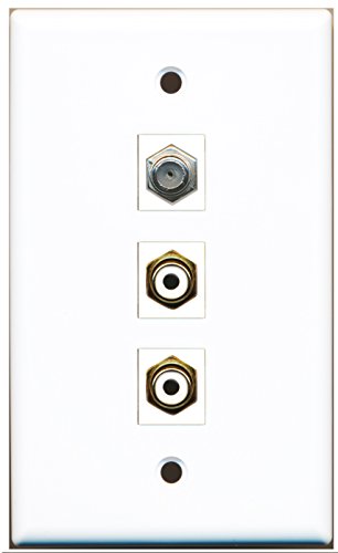 RiteAV - 2 Port RCA White and 1 Port Coax Cable TV- F-Type Wall Plate