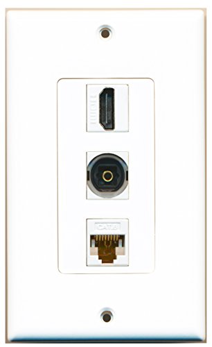 RiteAV - 1 Port HDMI and 1 Port Toslink and 1 Port Cat6 Ethernet Decorative Wall Plate - White