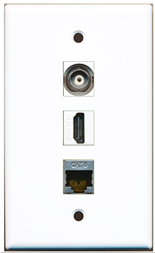 RiteAV - 1 Port HDMI and 1 Port Shielded Cat6 Ethernet and 1 Port BNC Wall Plate