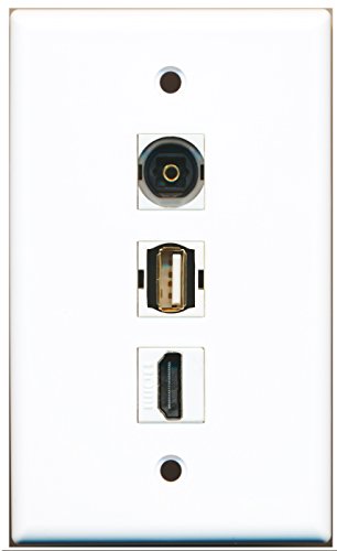 RiteAV - 1 Port HDMI and 1 Port USB A-A and 1 Port Toslink Wall Plate