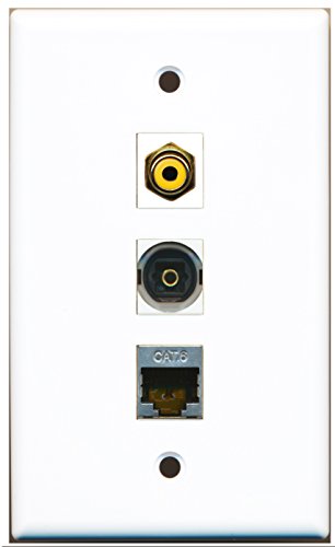 RiteAV - 1 Port RCA Yellow and 1 Port Shielded Cat6 Ethernet and 1 Port Toslink Wall Plate