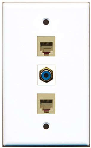 RiteAV - 1 Port RCA Blue 2 Port Phone RJ11 RJ12 Beige Wall Plate