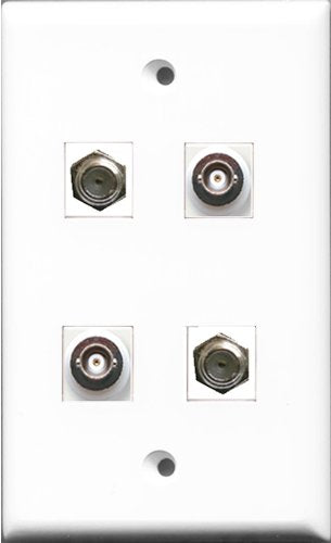 RiteAV - 2 Port Coax Cable TV- F-Type 2 Port BNC Wall Plate