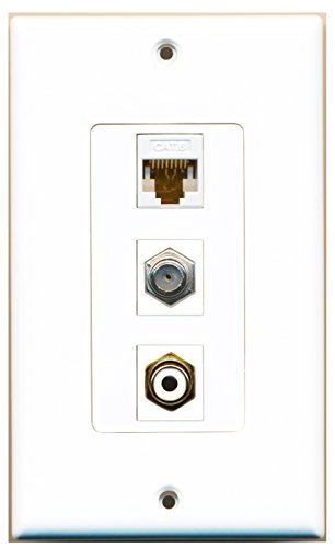 RiteAV - 1 Port RCA White and 1 Port Coax Cable TV- F-Type and 1 Port Cat6 Ethernet White Decorative Wall Plate Decorative