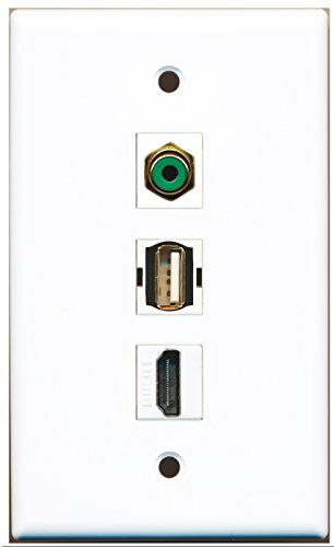 RiteAV - 1 Port HDMI and 1 Port RCA Green and 1 Port USB A-A Wall Plate
