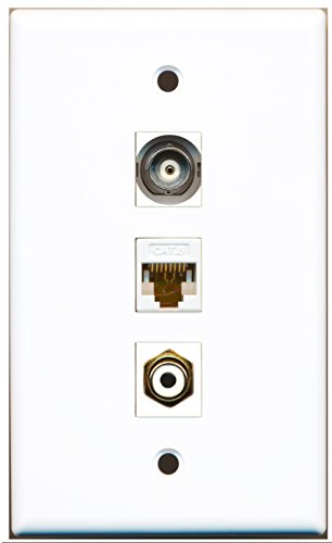 RiteAV - 1 Port RCA White and 1 Port BNC and 1 Port Cat6 Ethernet White Wall Plate
