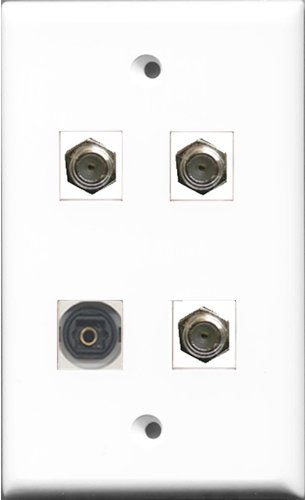 RiteAV - 3 Port Coax Cable TV- F-Type and 1 Port Toslink Wall Plate
