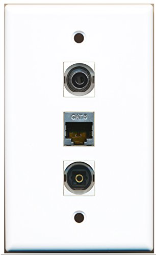 RiteAV - 1 Port Shielded Cat6 Ethernet and 1 Port Toslink and 1 Port 3.5mm Wall Plate