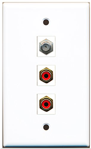 RiteAV - 2 Port RCA Red and 1 Port Coax Cable TV- F-Type Wall Plate