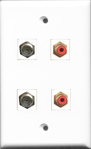 RiteAV - 2 Port RCA Red 2 Port Coax Cable TV- F-Type Wall Plate