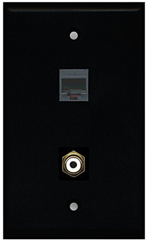 RiteAV - Black 1 Port RCA White 1 Port Phone Black Wall Plate