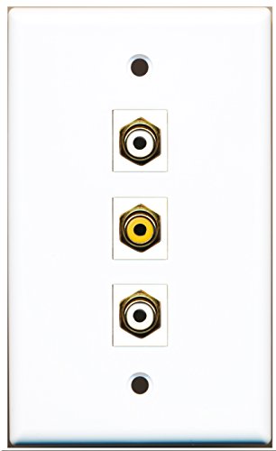 RiteAV - 2 Port RCA White and 1 Port RCA Yellow Wall Plate