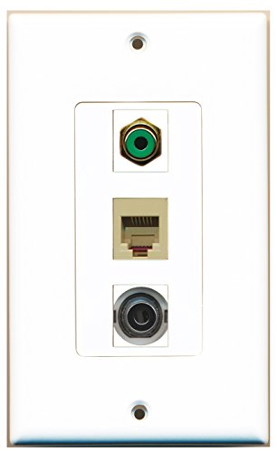 RiteAV - 1 Port RCA Green and 1 Port Phone RJ11 RJ12 Beige and 1 Port 3.5mm Decorative Wall Plate Decorative